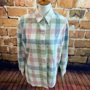 Alfred Dunner Button Up Shirt, Embroidered Flowers